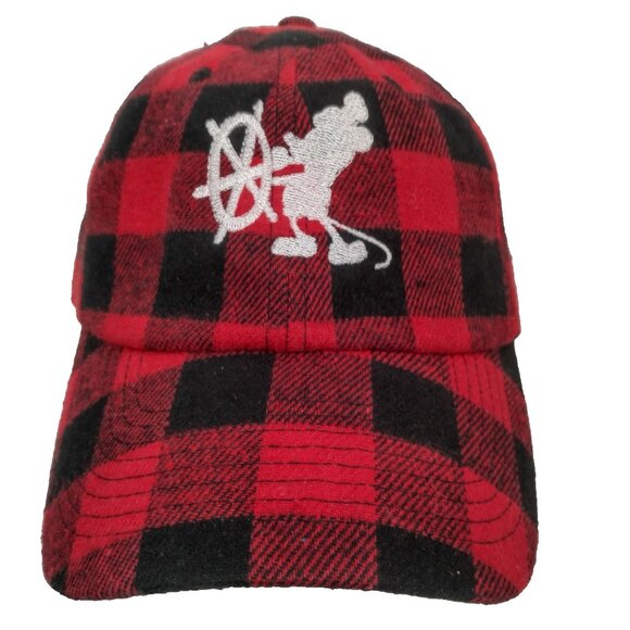 Doodlebug Boutique Steamboat Willie Mickey Mouse Cap Hat Buffalo Plaid Flannel - Picture 1 of 16